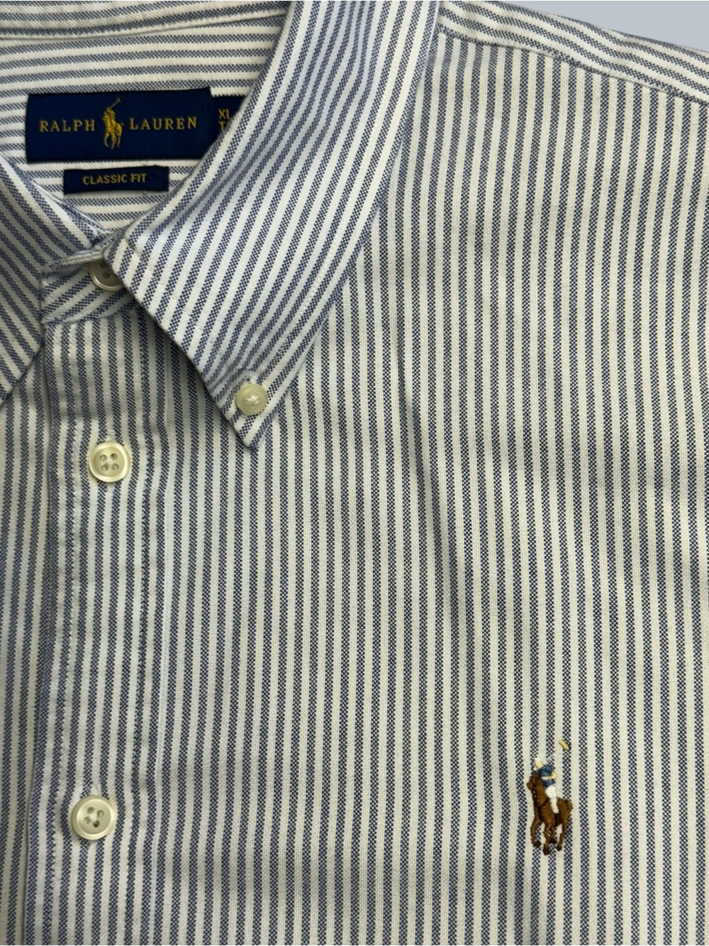 Ralph Lauren Blue and White Striped Button-Down Shirt - Classic Fit - Picture 2 of 9